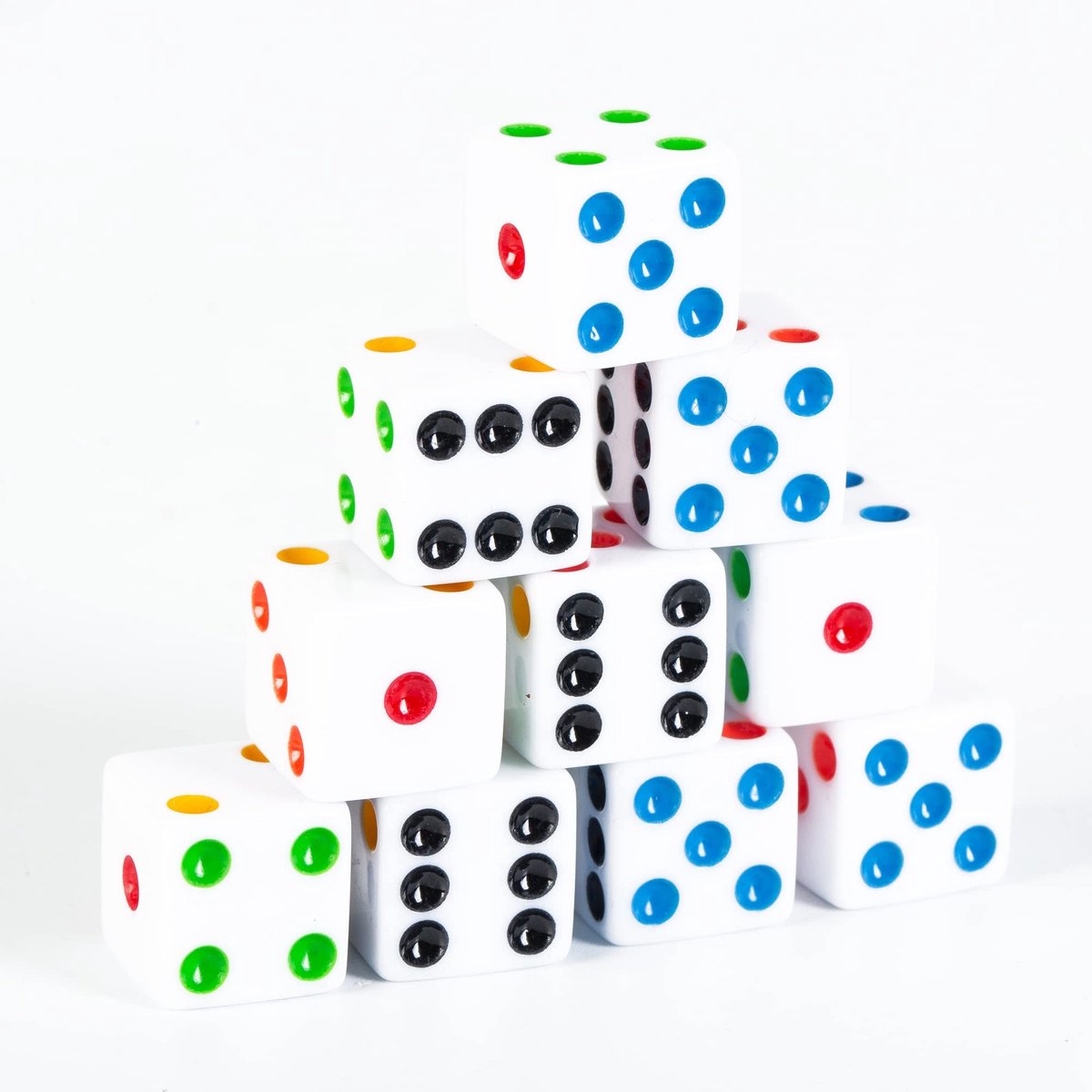 SolidKeus - Set van 10 D6 Dobbelstenen, 16mm voor Bordspellen en Educatie