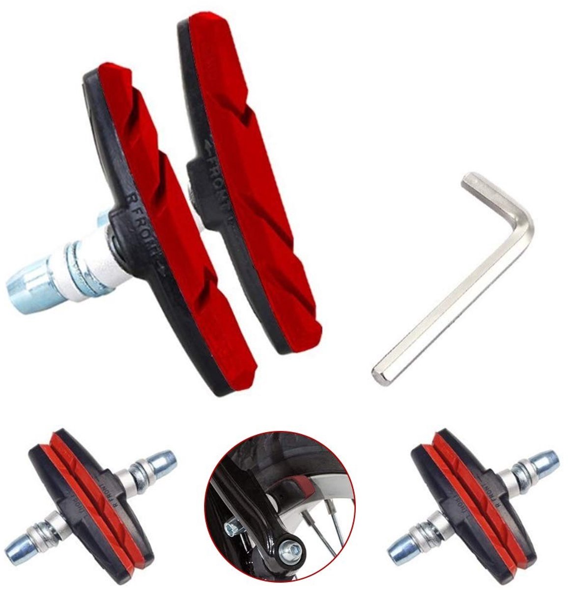 SolidKeus - Set van 6 Antislip Fietsbremse Pads voor V-Brake
