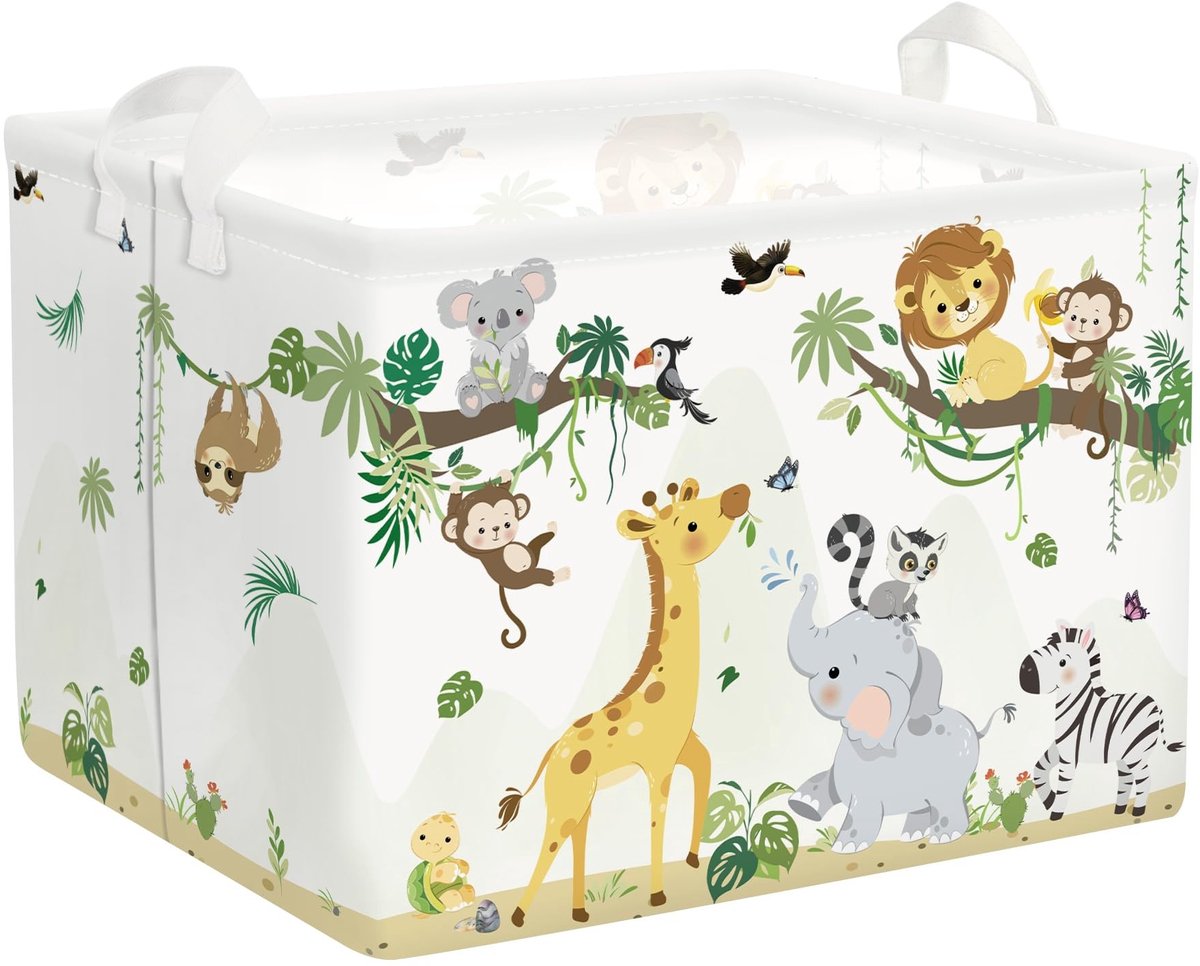 SolidKeus - Vouwbare Wasmand met Jungle Dieren, 36L