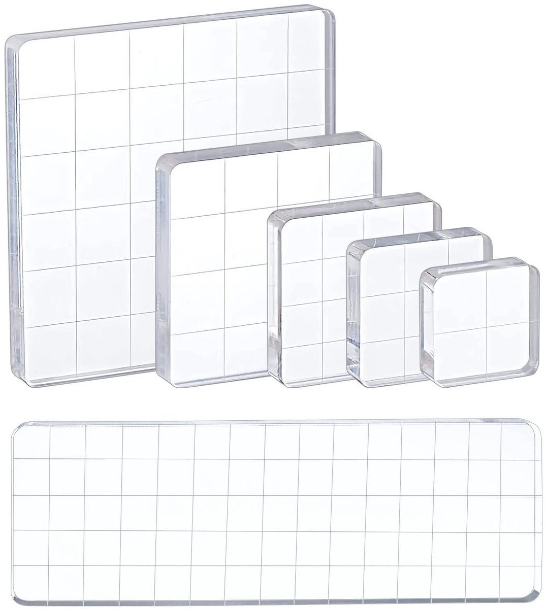 SolidKeus - Set van 6 Transparante Acryl Stempelblokken voor Creatieve Projecten