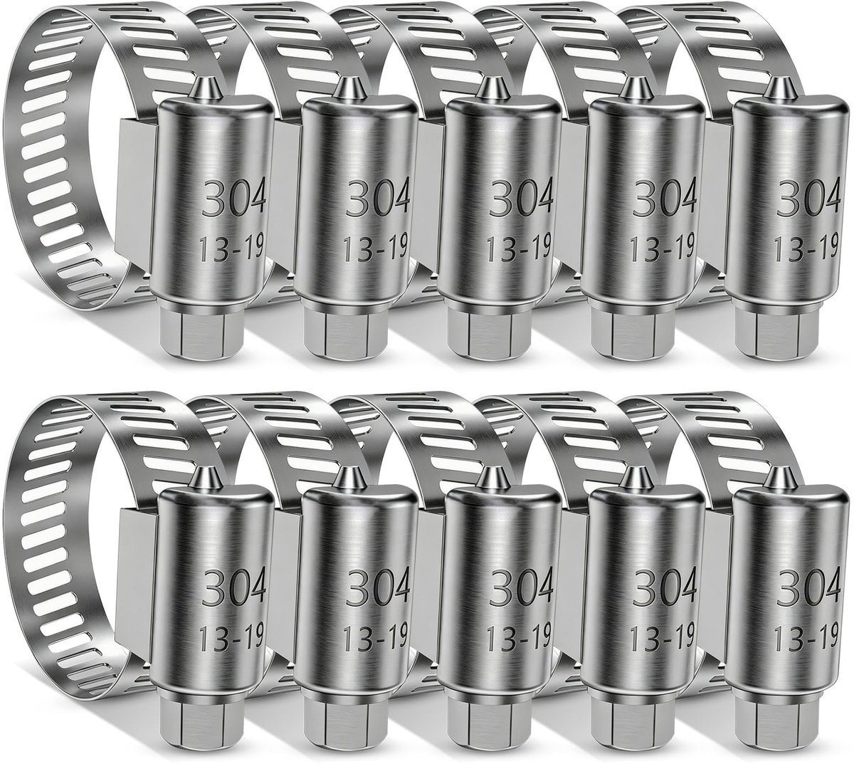 SolidKeus - Set van 10 RVS Slangklemmen, Spanbereik 13-19 mm
