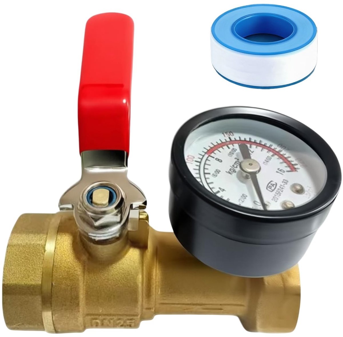 SolidKeus - Messing Kogelventiel met Manometer voor Waterinstallaties