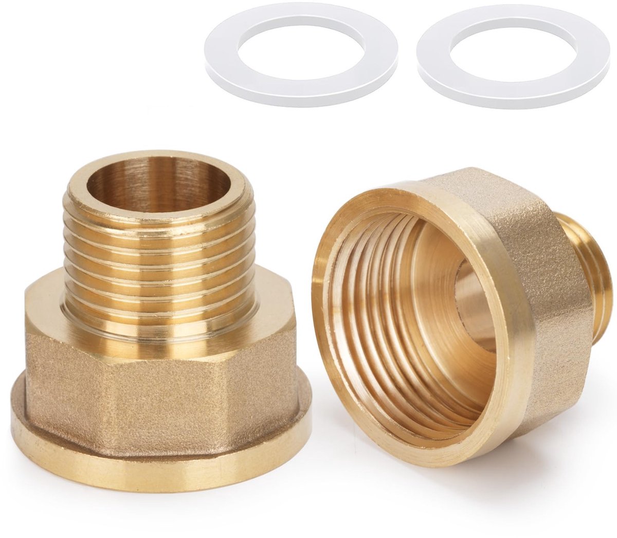 SolidKeus - Set van 2 Messing Reducer Adapters 1/2" naar 3/4" met Rubber Seal