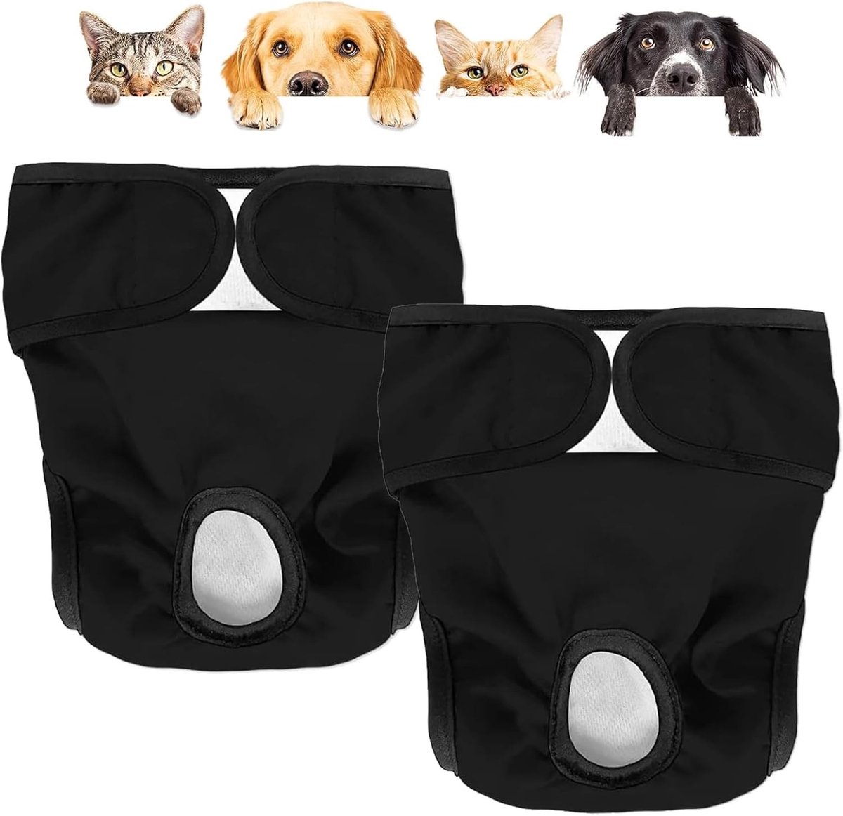 Herbruikbare Hondenluier Set van 2, Verstelbare Hondenbroekjes voor Zindelijkheidstraining, Milieuvriendelijke Oplossing voor Honden (37-55 cm)