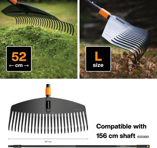 Leaf rake tool head 25 teeth width: 50 cm plastic teeth black/orange — afbeelding 3