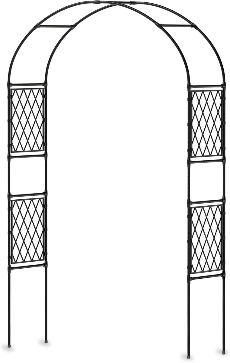 HOERFURIY zwarte tuinboog 47,24×15,75×86,61 inch - ijzer en PE zijgaas - steun voor klimplanten tuin en terras