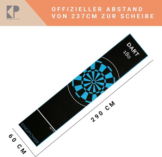 Dartmat Blauw Doelwit Oche Mat Stalen Darts Dartbord Accessoires Dartmat Darts Werplijn Beschermer Rubberen Vloer Dartbord 290 x 60 cm Kingpower van Kingpower — afbeelding 5