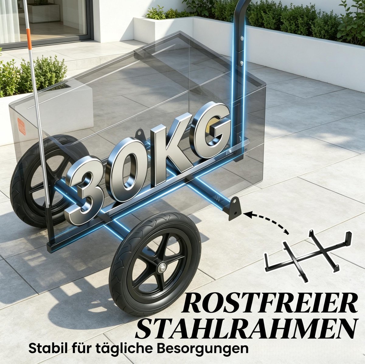 COVREO Fietskar 145x51,5x72 cm zwart, 65L bagagefietskar met stalen frame