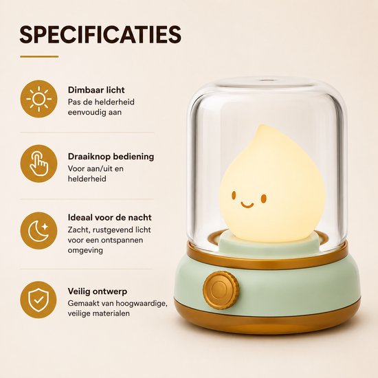 Nachtlamp - Veldman Living - Magische Nachtlamp Elf - Nachtlampje voor Kinderen - Nachtlampje kinderen - USB oplaadbaar - Rustgevende Nachtverlichting - Slaaplampje - Kindernachtlamp - Droomlampje - Fantasieverlichting voor Kinderkamer - Groen van Veldman Living — afbeelding 3