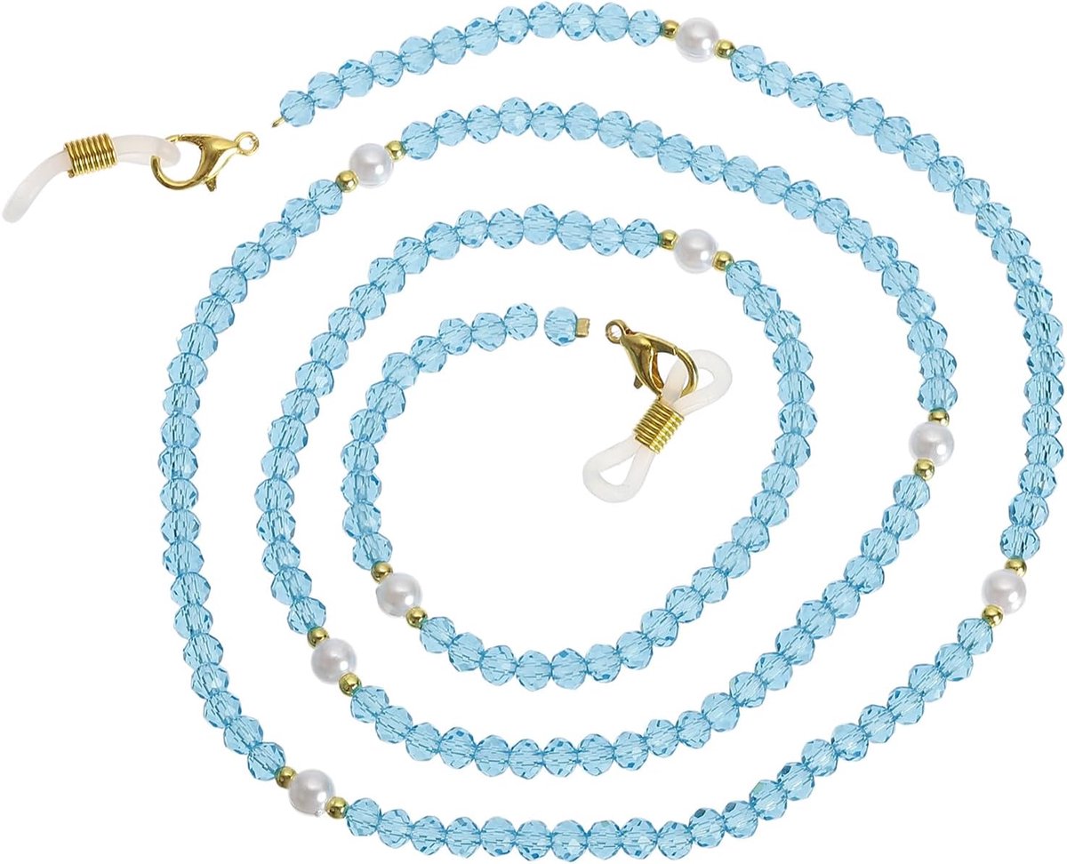 1 stuks kristallen kralen bril lanyard, verstelbare bril houder riem bril kettingen rond de nek voor vrouwen meisjes zonnebril, lichtblauw