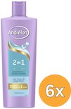 Andrélon 2-in-1 shampoo en conditioner met vitamine B5, voor schoon en ontward haar, in paarse fles, 6x.