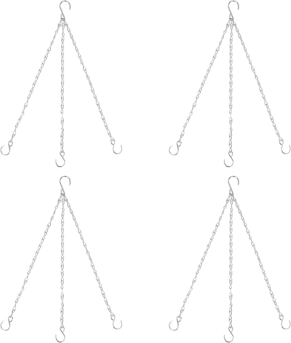 Metalen Hangers voor Bloempotten - Zilver - 4er-Set - Robuuste Ophangketting met S-haak - Voor Buiten en Binnen