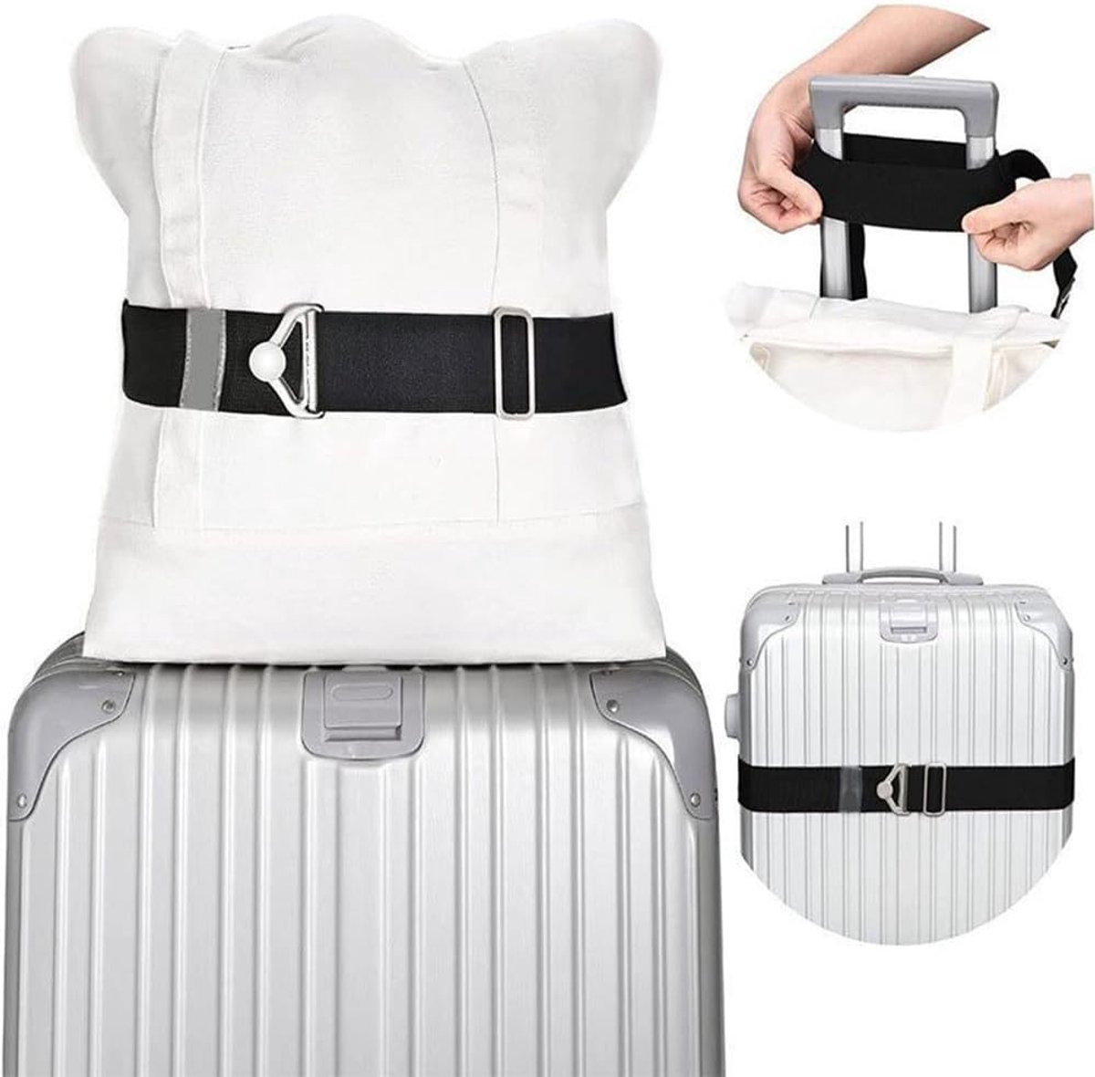 Kofferriem met metalen sluiting, kofferriem, hoge elasticiteit, praktisch en comfortabel voor het bevestigen van bagage