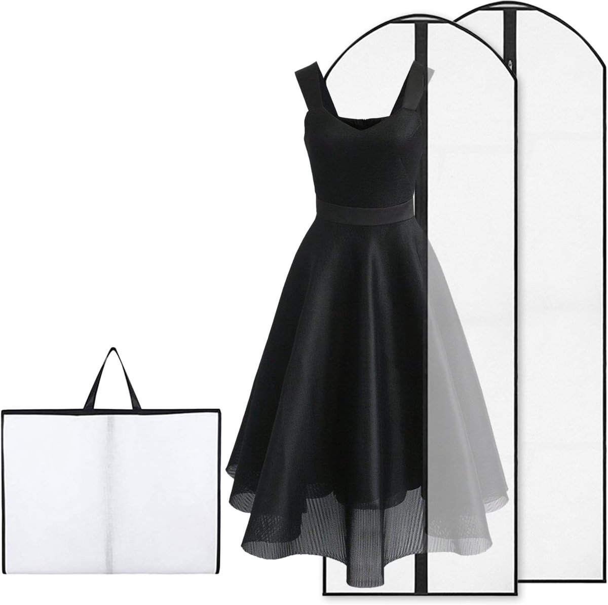 ​​Wedding Dress Cover 180x60cm, Zippered Dustproof Garment Bag for Long Skirts, Suits, White Wedding Gowns & Coats - Waterdicht en Moth-Resistant Fabric Opslag