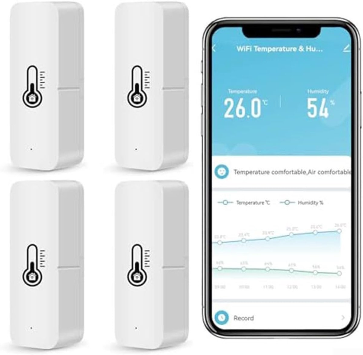 Temperatuur Vochtigheid Detector Sensor, Voor Tuya Smart Wifi Voor Zigbee WiFi Vochtigheid Temperatuur Monitor, Indoor Smart Hygrometer Thermometer (4 stks voor Zigbee)