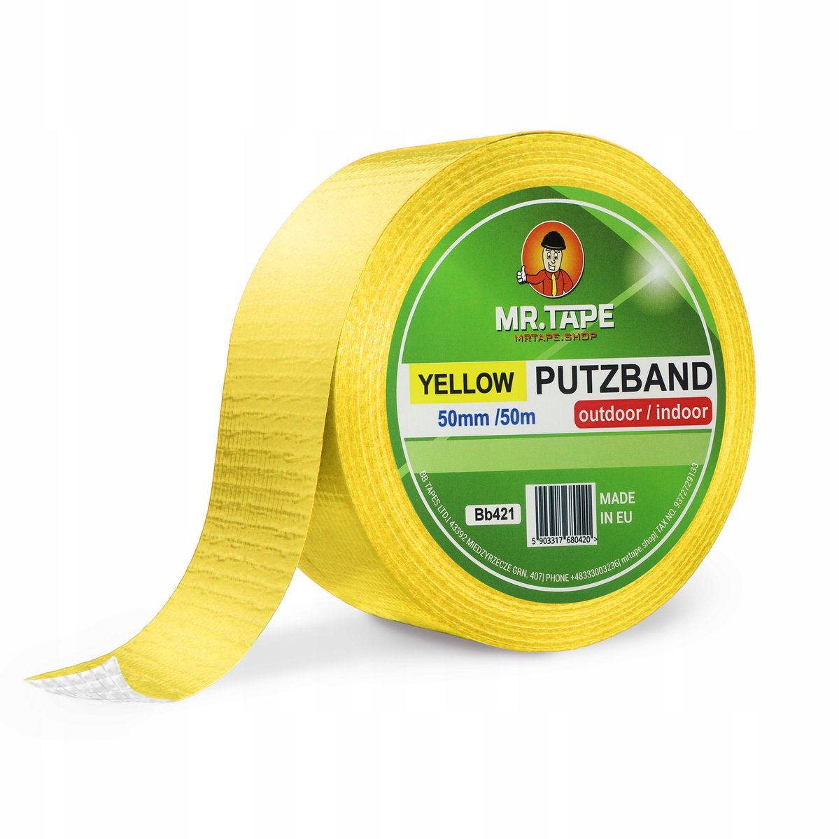 Sterke Gele Schilder- en Stukadoorstape 50mm x 50m voor Siliconenpleister