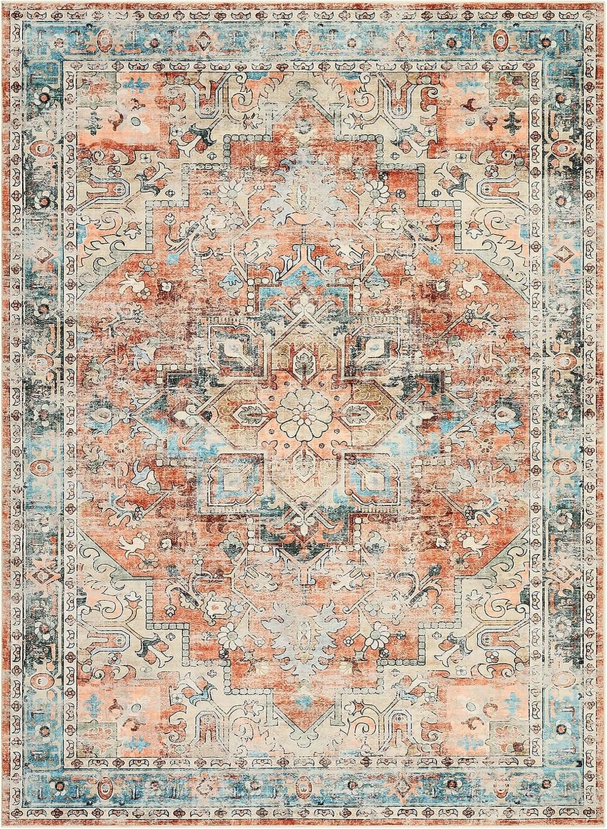 Perzisch Vloerkleed - Wasbaar Antislip Fluweelzacht - Baksteenrood - 120x170 cm
