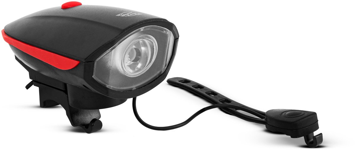Fietslamp Met Elektrische Claxon - XPE LED - Oplaadbaar 400 mAh - MicroUSB - IP55 - 120 dB - Voor Fiets, Elektrische Scooter, Scooter En Motorfiets - Siliconen Bevestiging - Zwart [18582]