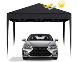 LOEFME Partytent Opvouwbaar - Paviljoen - 3x3m - Waterdicht - Versterkt Frame - Waterdicht - Draagtas - Zwart