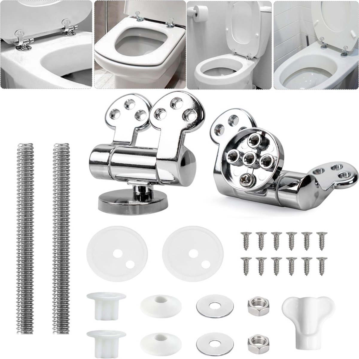 Toiletdeur Scharnieren Van Zinklegering Met Softclose - 2-Delige Set Corrosiebestendig Eenvoudig Te Monteren Met Schroevendraaier - Geschikt Voor Alle Standaard Toiletbrillen - Zilver