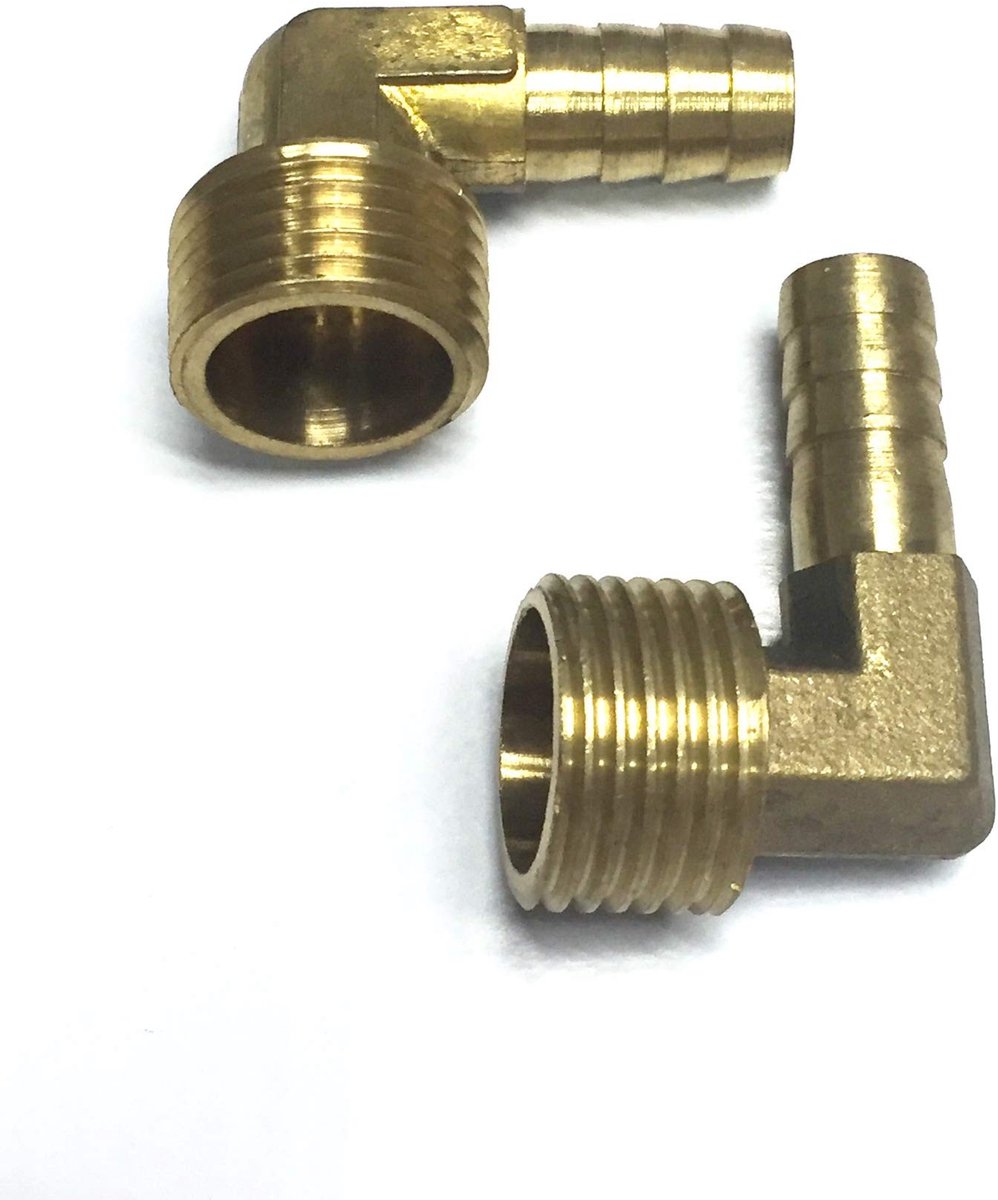 Omgoods - Set van 2 Messing Elbow Aansluitingen voor Slangen