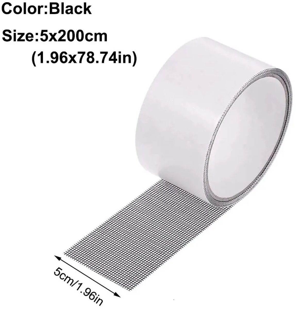 Claoner Horreparatietape - 5x200cm - Zelfklevend - Voor insectenhor - Gaten repareren - Zwart