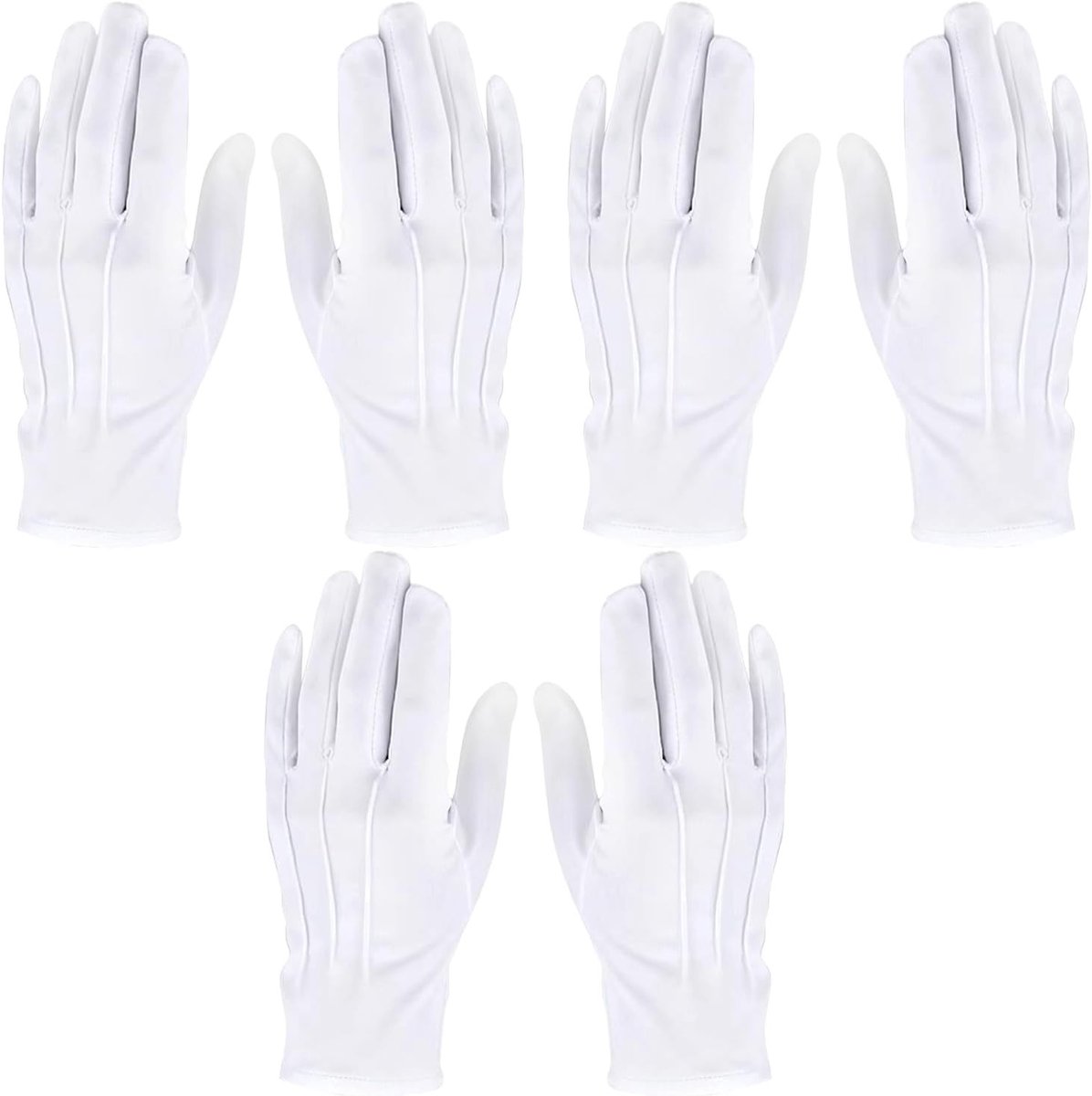 Witte Handschoenen voor Huwelijksjurken, Sieraden en Kostuums - Padded Nylon Tuxedo Handschoenen voor Mannen en Parades, 3 Paar