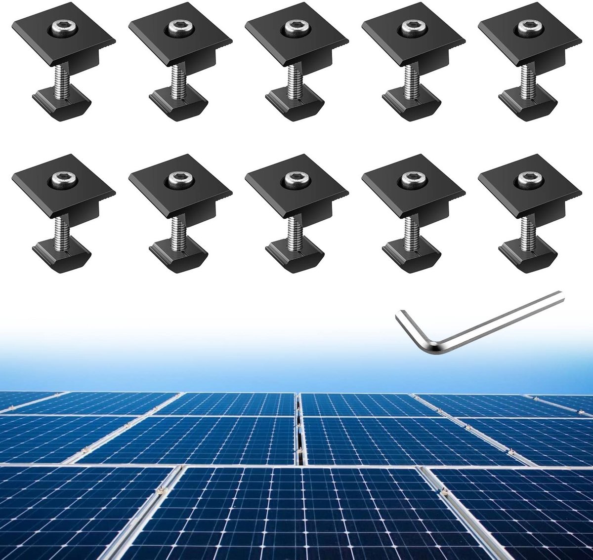 Omgoods - Set van 10 Zonnepaneel Bevestigingsklemmen van Aluminium
