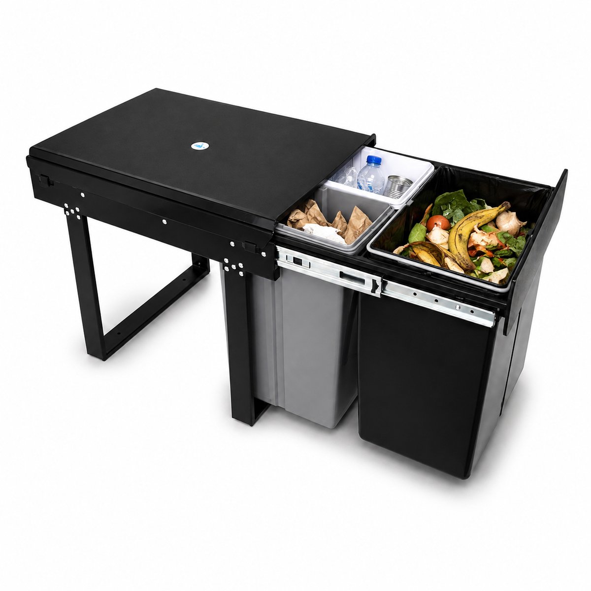 Eurocatch Inbouw Prullenbak 40 L - 20 L + 2 x 10 L - Afvalscheiding