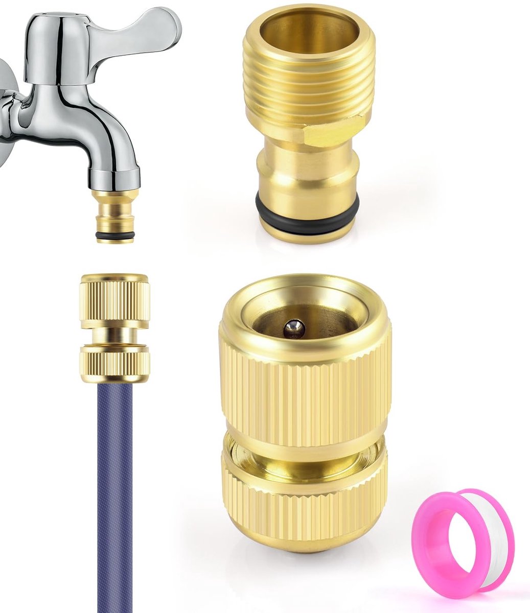 SolidKeus - Messing Slangkoppelingset met Snelkoppelingen 1/2 inch