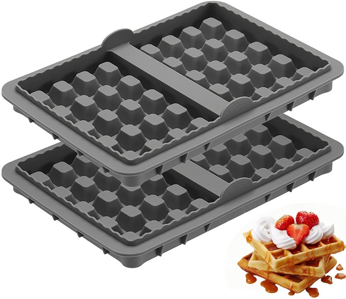 Wafelvorm - 2 stuks - Wafelvormen geschikt voor Ninja Airfryer AF300EU, AF400EU, AF451EU, SL400EU en AF500DE - Airfryer Accessoires - Wafel bakvorm - Alternatief voor wafelijzer en wafelmaker - Accessoire wafels - Herbruikbare - Grijs