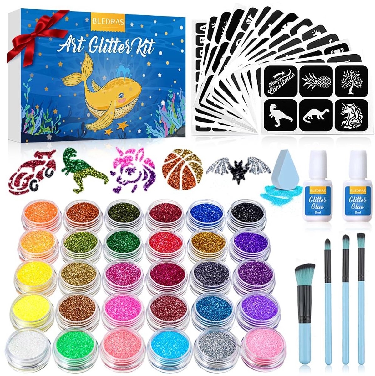 SolidKeus - Creatieve Glitter Tattoo Set voor Kinderen met 30 Kleuren