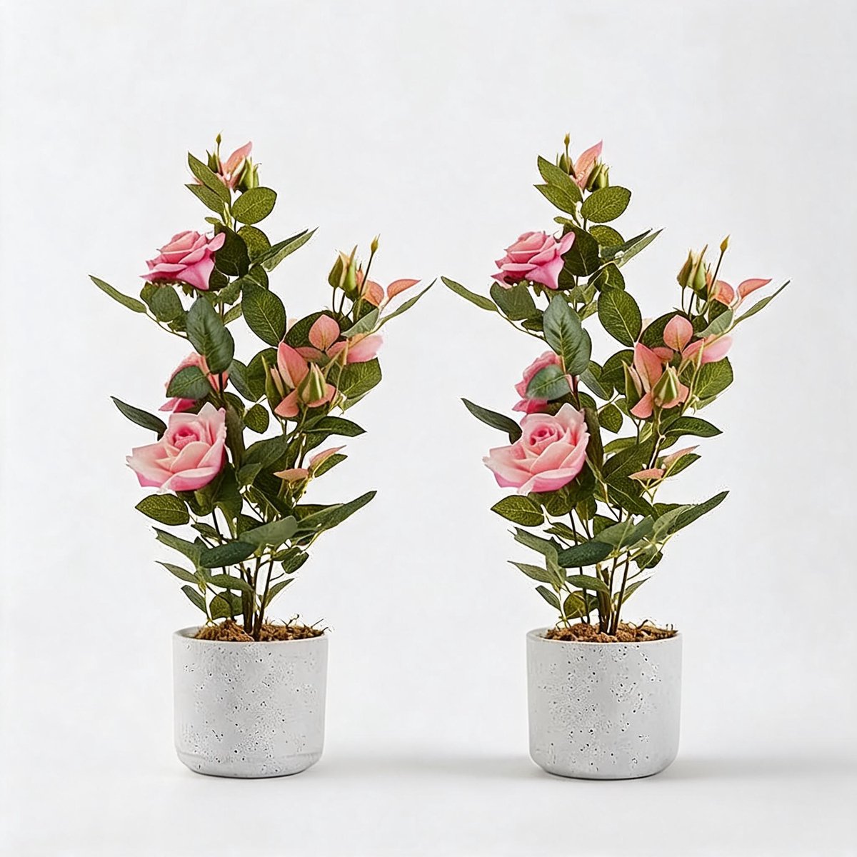Triumpunpre roze kunstrozen set 2 stuks 54 cm polyester - bloemen met golvende rand voor tafeldecoratie binnen