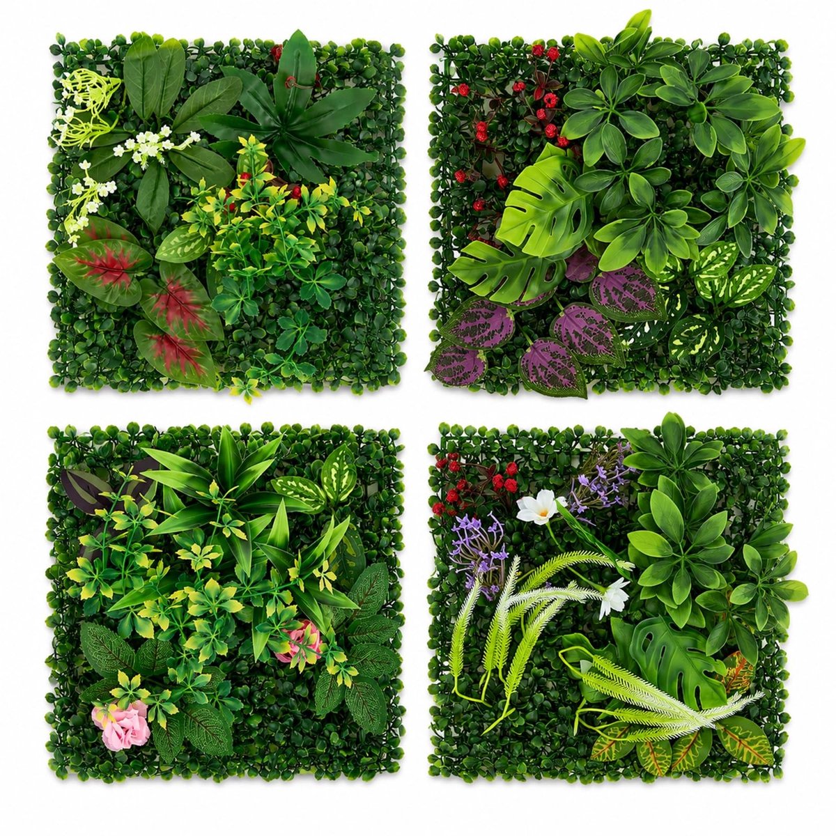 SolidKeus - Set van 4 Kunstplantenwandpanelen voor Binnen en Buiten