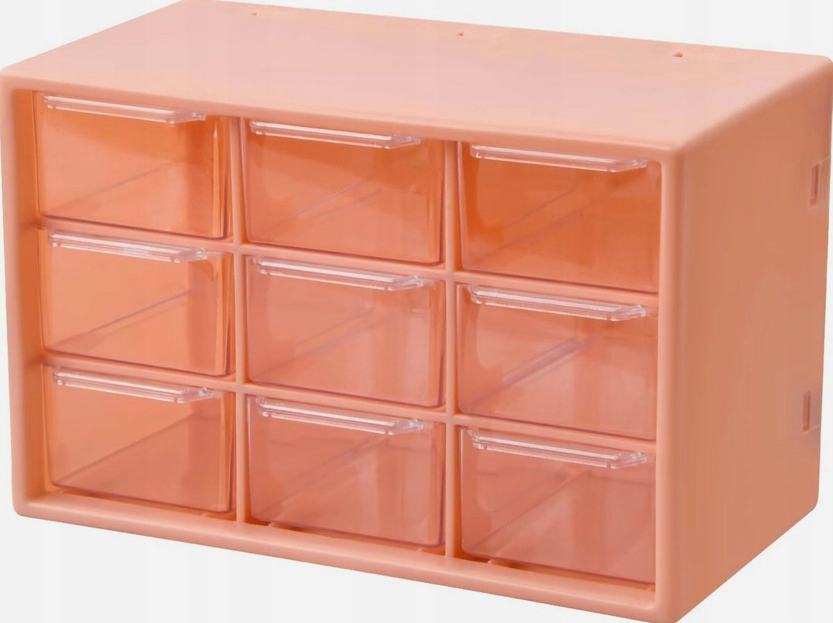 Opbergdoos met 9 lades - Roze organizer voor kleine spoelen