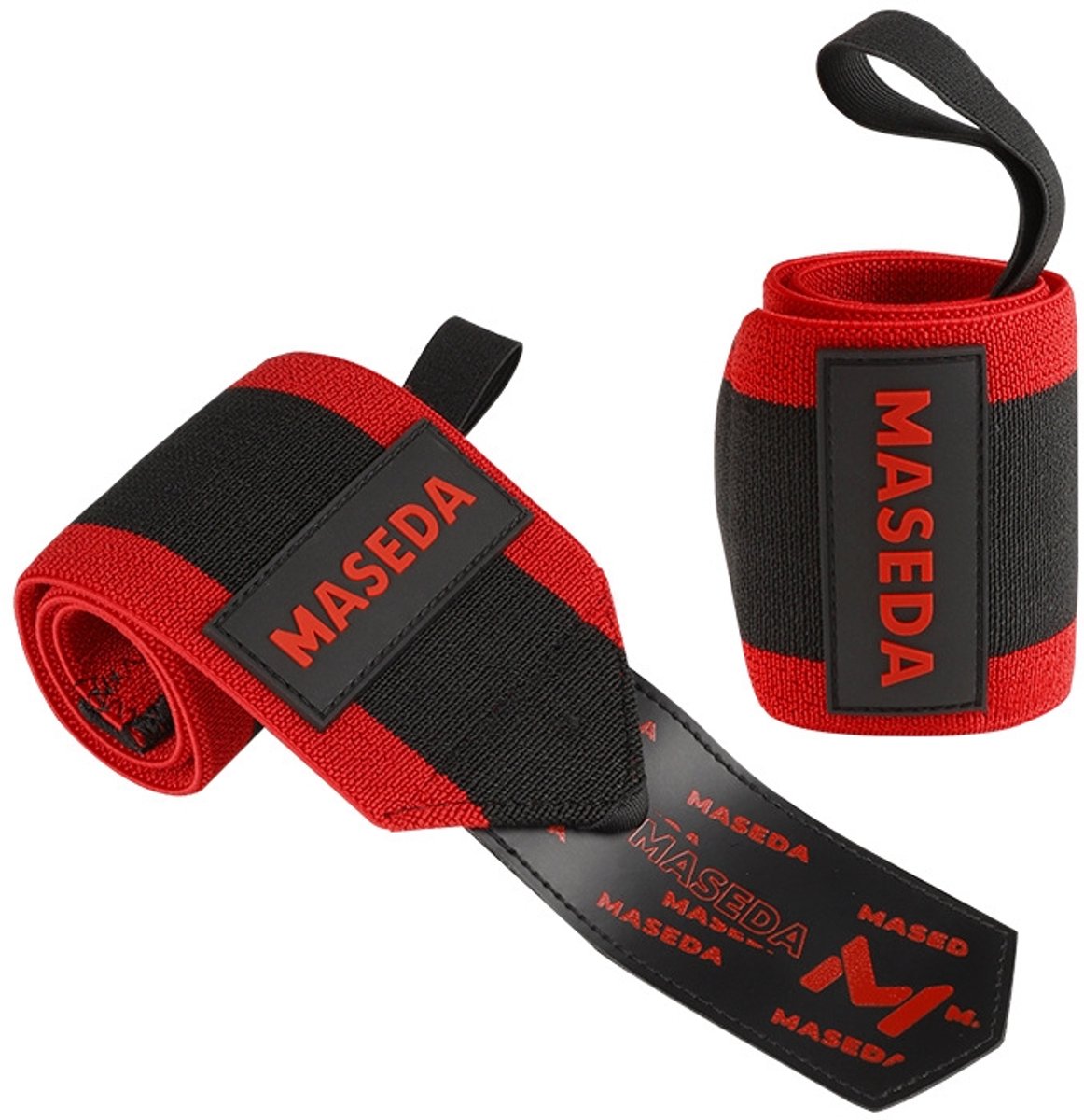 Sport polsbandage (2 stuks) – Professionele polssteun met klittenband – Beschermt tegen verstuikingen – Voor krachttraining – Rood/zwart