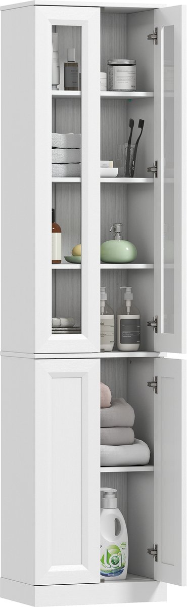 HOMCOM Badkamerkast (vloermodel) - Spaanplaat, MDF - 38 x 26 x 160 cm - Wit