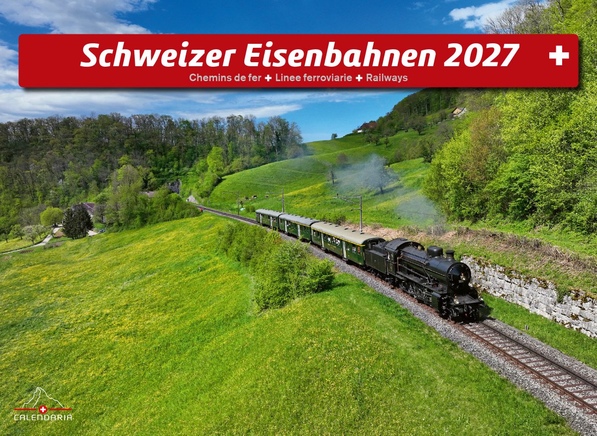 Calendaria - Wandkalender - Schweizer Eisenbahnen 2027 - Zwitserland - Kalender - Eisenbahnen - 31.50 x 23 cm
