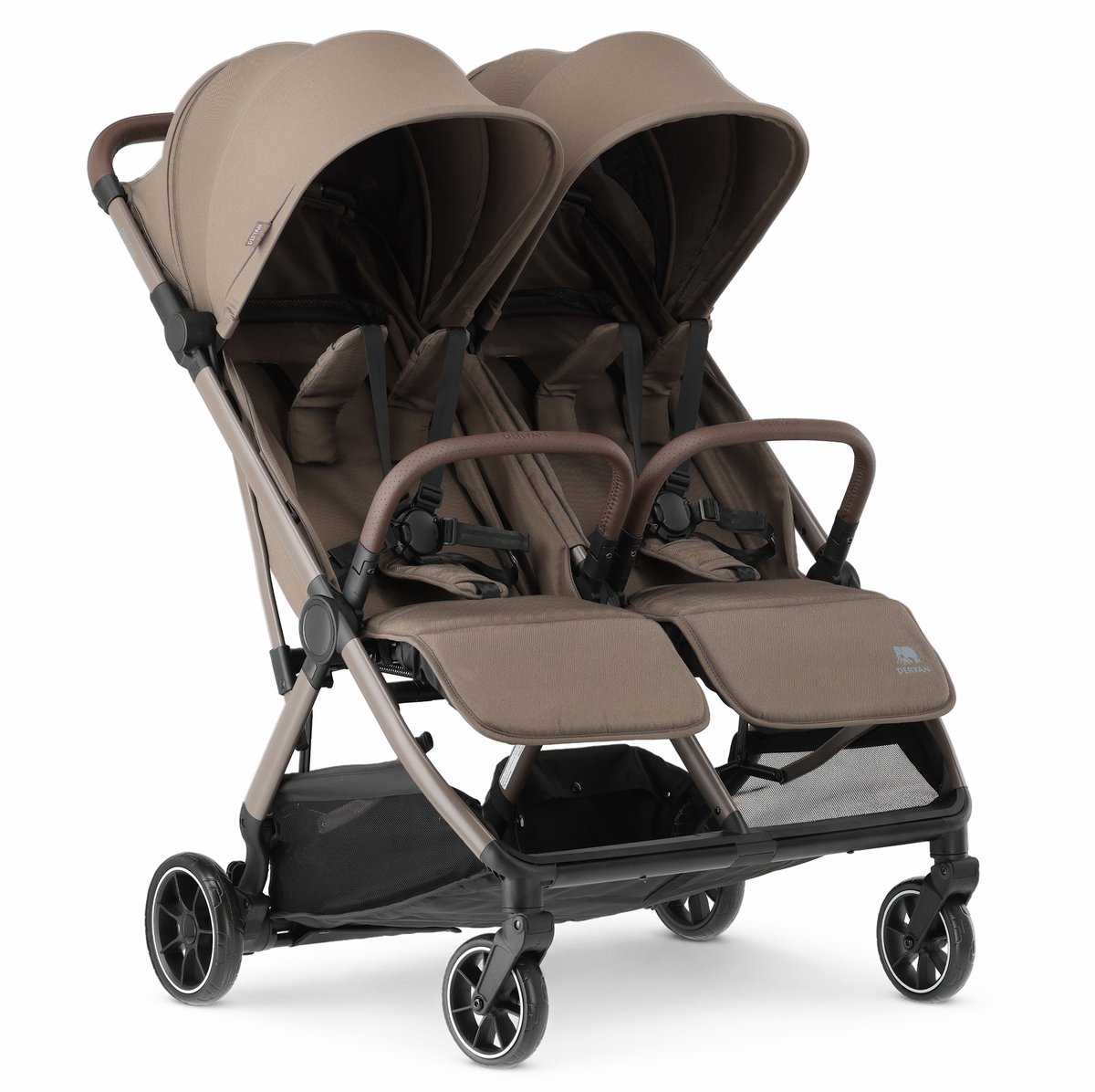 Deryan Luxe Rolo X2 V2 Duo Buggy - Compacte Dubbele Buggy - Hazel