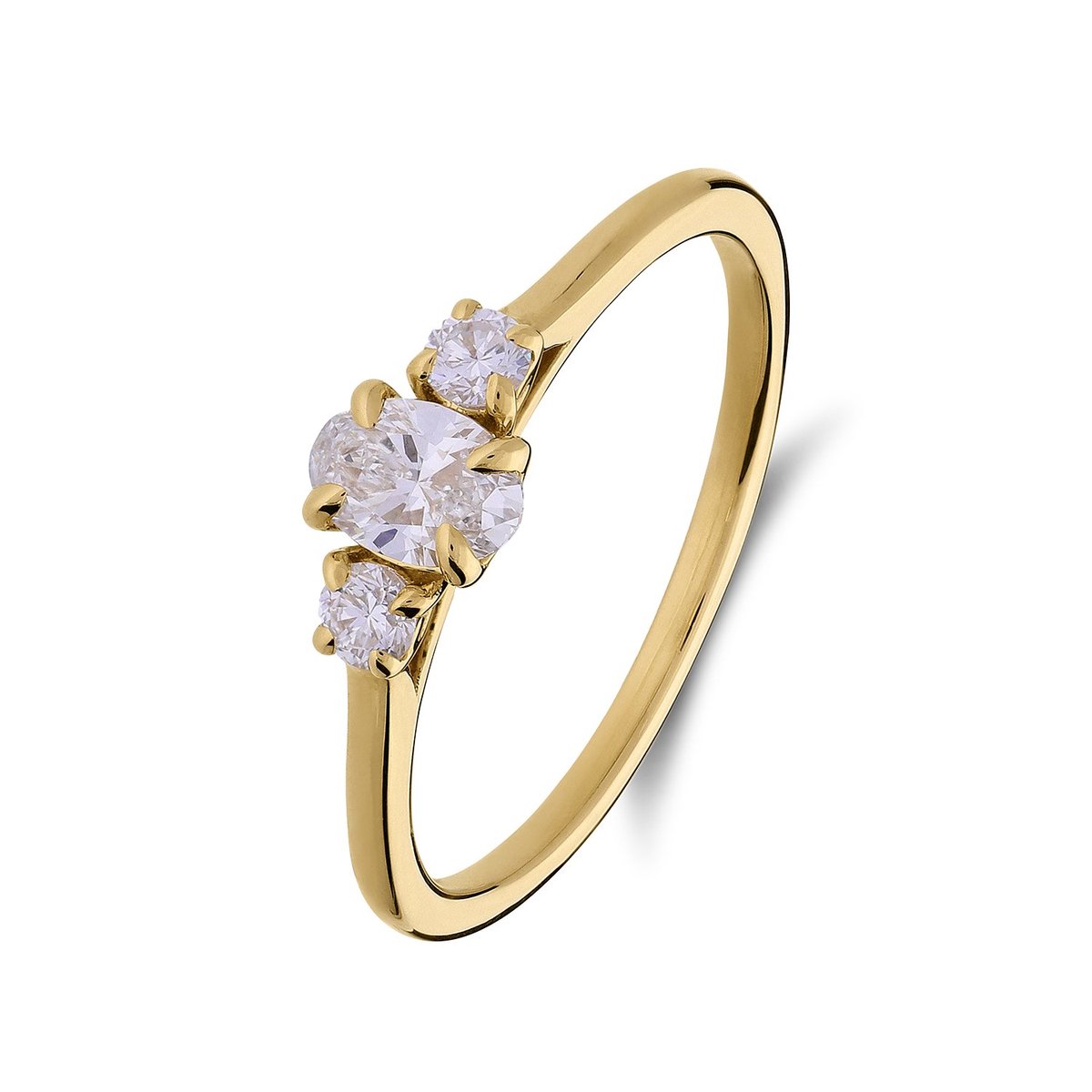 Lucardi Dames 14 karaat gouden ring met lab grown diamant 0.50ct - Ring - 14 Karaat Goud - Goud - 17 / 53 mm