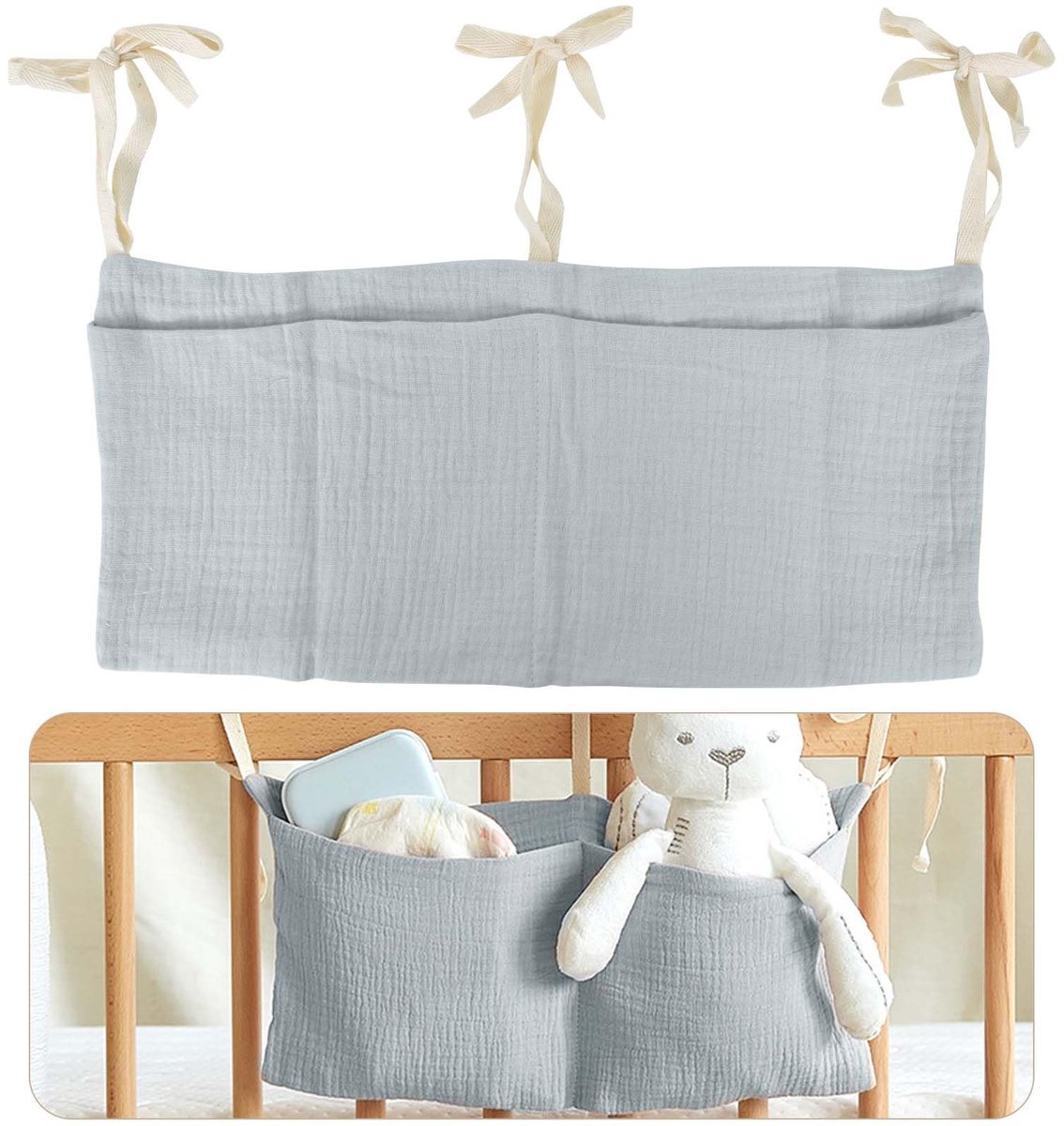 SolidKeus - Babybed Opbergzak met 2 Vakjes, 100% Katoen