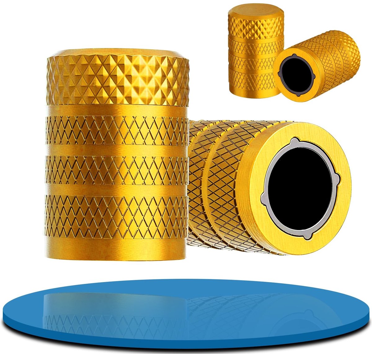 SolidKeus - Set van 4 Gouden Auto Ventieldoppen UV Bestendig en Waterdicht