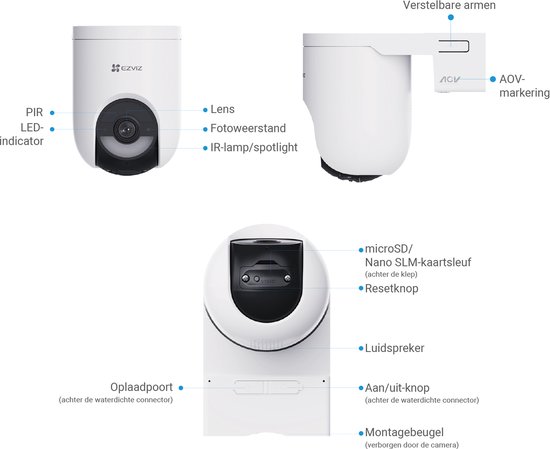 EZVIZ HB8 Lite 4G Kit - 2K+ Pan-Tilt Beveiligingscamera & 5W Zonnepaneel - 360° Vision, AI Detectie & Auto Tracking - Kleur Nachtzicht - Sirene & Spotlight - WiFi 6 & 4G - IP65 van EZVIZ — afbeelding 5