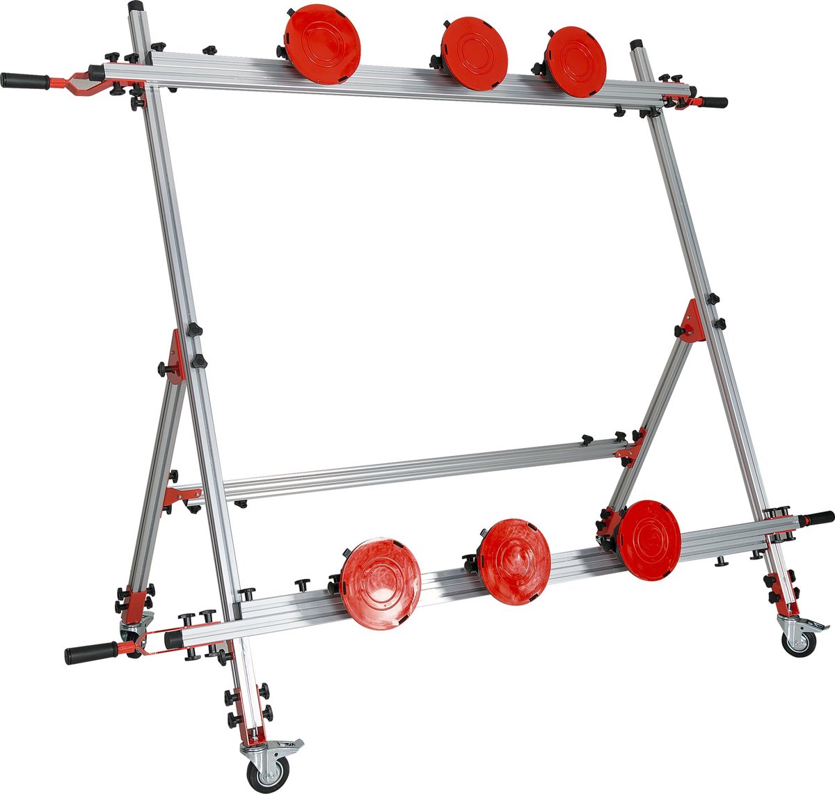 Professioneel Transportframe voor Grootformaat Tegels & Platen - Max 150 kg - Uitschuifbaar 160-360 cm - Met 6 Vacuüm Zuignappen (Ø 20 cm) - Aluminium Draagsysteem voor Keramiek, Glas & Composiet