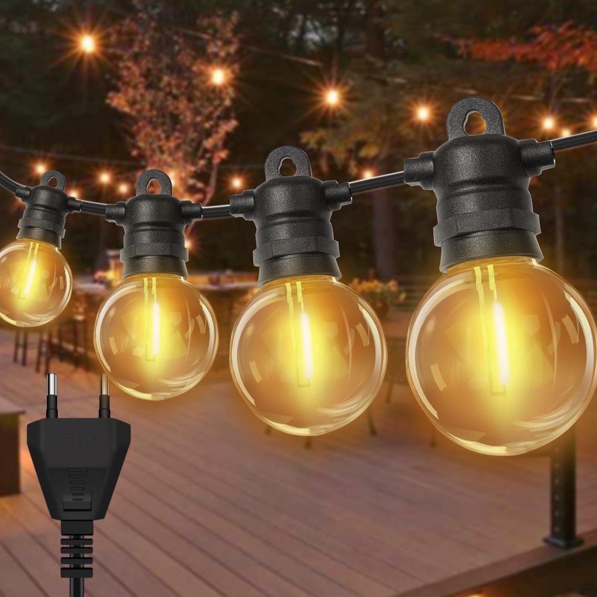 Tuinverlichting buiten lichtsnoern - Warm wit - 6 meter - IP68 Waterdichte LED lichtslinger - Voor tuin en terras
