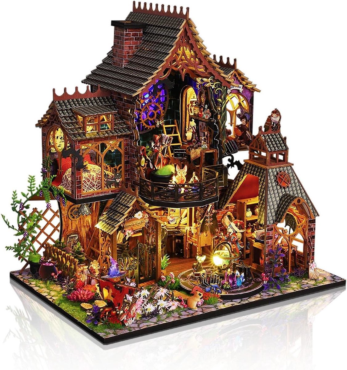 Miniatuur Huis - Bouwpakket Villa - Hobby Project - Gedetailleerd Ontwerp - 1.4 Kilogram - Rood Bruin Groen