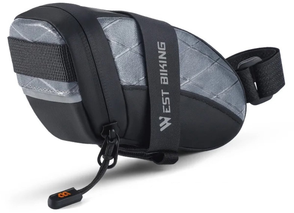 West Biking - Zadeltas voor Fiets - Micro/Mini (0.3L) - Waterafstotend & Ultralicht - Met Klittenbandbevestiging - Zwart/Blauw