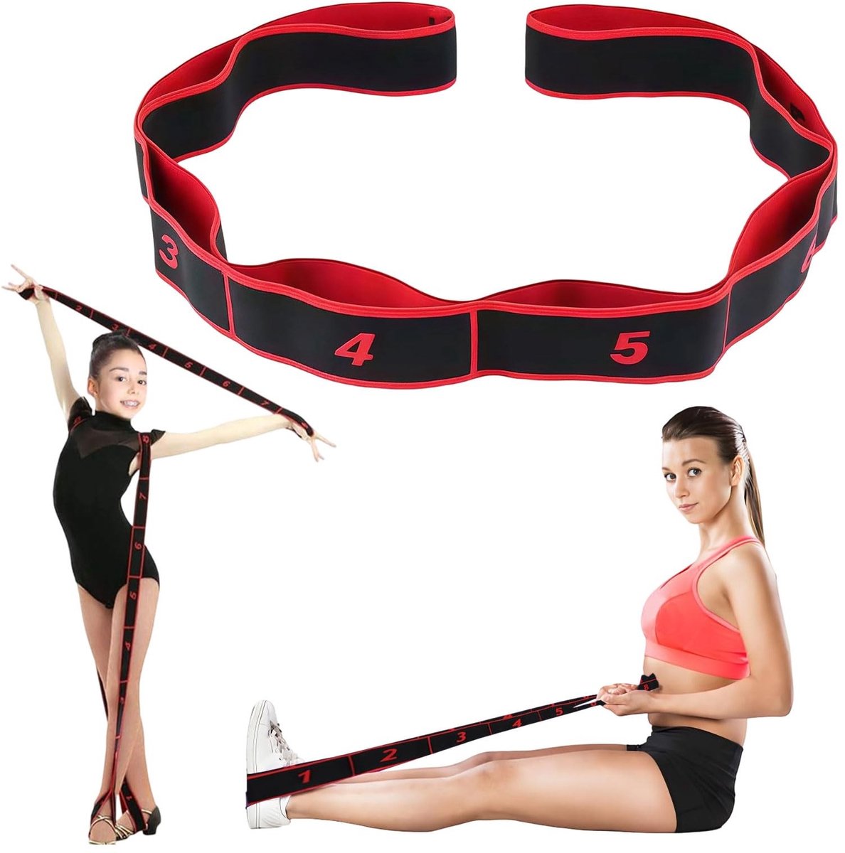 SolidKeus - Yoga Stretch Band met 8 Loops voor Flexibiliteit