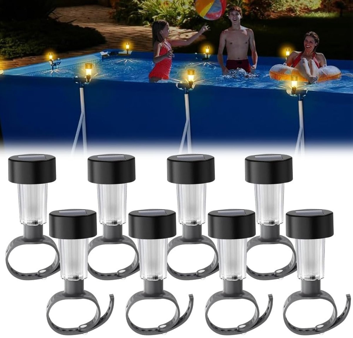 SolidKeus - Set van 8 Zonne-energie Lampen voor Zwembad en Tuin