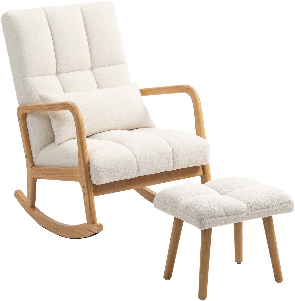 HOMCOM Schommelstoelset Polyester, Rubberhout 64,5L x 82B x 99H cm Wit